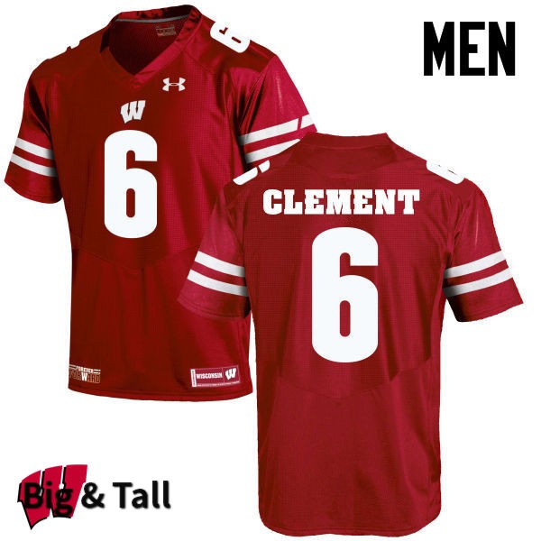 Wisconsin Badgers Men's #6 Corey Clement NCAA Under Armour Authentic Red Big & Tall College Stitched Football Jersey FF40N82QS